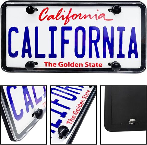 2 Pcs Silicone License Plate Frames with Polycarbonate Covers, Rust-Proof, Weather-Resistant, Easy Installation, Premium License Plate Protector for Cars with 2 Drainage Holes in Saudi Arabia