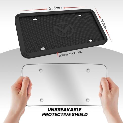 2 Pcs Silicone License Plate Frames with Polycarbonate Covers, Rust-Proof, Weather-Resistant, Easy Installation, Premium License Plate Protector for Cars with 2 Drainage Holes in Saudi Arabia