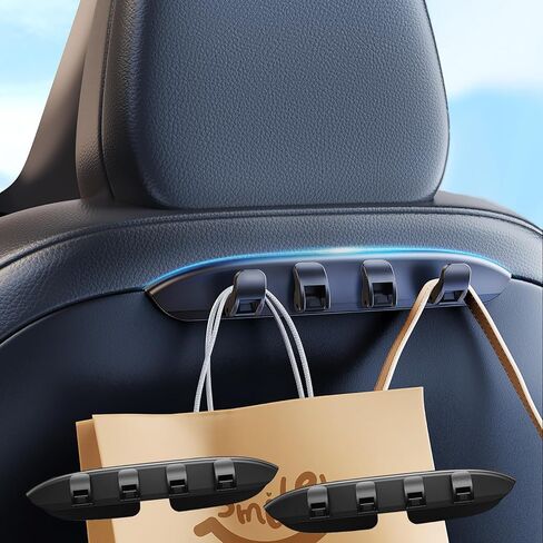 2 حزمة من خطافات مقعد السيارة لـ Tesla Model Y (Juniper) Model 3 (Highland) الملحقات 2026 2025 2024 2023 2022 2021، منظم ظهر لمقعد السيارة وحقيبة يد وحقيبة ظهر للبقالة in Kuwait