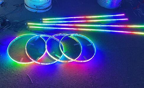 مصابيح LED للعجلات مقاس 17.5 بوصة + 2 قطعة 4FT + 2 قطعة 6.5F شرائط توهج 8 قطعة طقم أضواء بلون الأحلام بلوتوث + جهاز تحكم عن بعد in Saudi Arabia