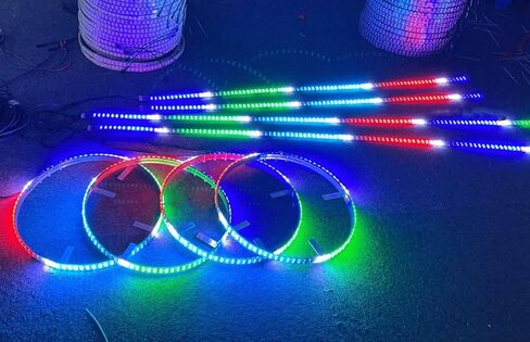 مصابيح LED للعجلات مقاس 17.5 بوصة + 2 قطعة 4FT + 2 قطعة 6.5F شرائط توهج 8 قطعة طقم أضواء بلون الأحلام بلوتوث + جهاز تحكم عن بعد in Saudi Arabia