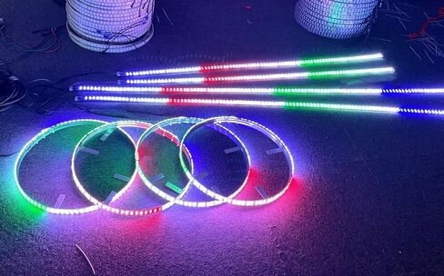 مصابيح LED للعجلات مقاس 17.5 بوصة + 2 قطعة 4FT + 2 قطعة 6.5F شرائط توهج 8 قطعة طقم أضواء بلون الأحلام بلوتوث + جهاز تحكم عن بعد in Saudi Arabia