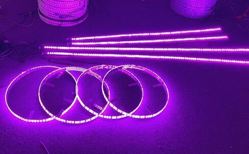 مصابيح LED للعجلات مقاس 17.5 بوصة + 2 قطعة 4FT + 2 قطعة 6.5F شرائط توهج 8 قطعة طقم أضواء بلون الأحلام بلوتوث + جهاز تحكم عن بعد in Saudi Arabia