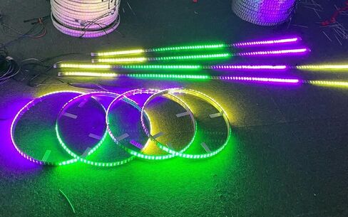 مصابيح LED للعجلات مقاس 17.5 بوصة + 2 قطعة 4FT + 2 قطعة 6.5F شرائط توهج 8 قطعة طقم أضواء بلون الأحلام بلوتوث + جهاز تحكم عن بعد in Saudi Arabia