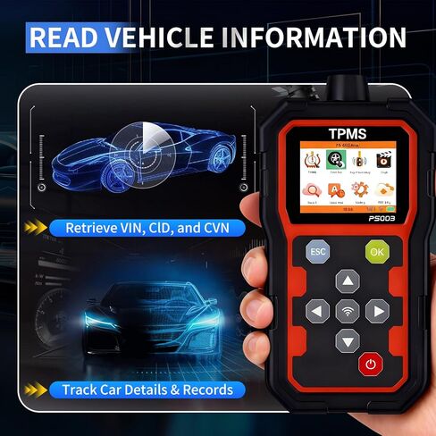 مبرمج تشخيص TPMS - أداة استشعار ضغط الإطارات الاحترافية مع ترقية WiFi، تشخيص OBD، تنشيط المستشعر/البرمجة/التعلم، اكتشاف تردد المفاتيح، شاشة LCD ملونة مقاس 2.8 بوصة in Kuwait