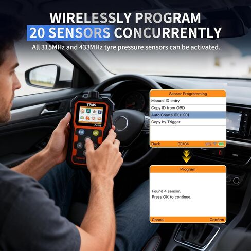مبرمج تشخيص TPMS - أداة استشعار ضغط الإطارات الاحترافية مع ترقية WiFi، تشخيص OBD، تنشيط المستشعر/البرمجة/التعلم، اكتشاف تردد المفاتيح، شاشة LCD ملونة مقاس 2.8 بوصة in Kuwait