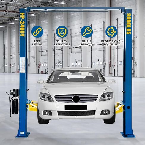 9,000 LBS 2-Post Car Lift, 77" Max Height Auto Lift with Single Point Lock Release & Overhead Hydraulic Auto Lift, Clear Floor Hoist for Garage, Parking, or Workshop, 3 Year Warranty, 110V in Saudi Arabia