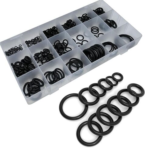 300PCS O-Ring Kits, Rubber O-Ring Assortment Kit, 18 Size Nitrile Rubber Assortment Set for Car, Plumbing, Faucet, Mechanic, Repairs, Air or Gas Connections Resist Oil and Heat in Kuwait