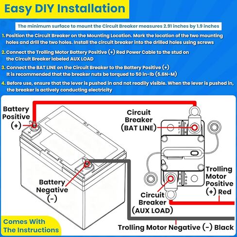1865115 MKR-27 قاطع دائرة 60 أمبير لمحركات التصيد في المياه العذبة والمياه المالحة من مين كوتا، ملحقات بطارية القارب البحري، شاحنة RV، سيارة 12 فولت/24 فولت/36 فولت/48 فولت، أنظمة تيار مستمر مقاومة للماء شديدة التحمل in Kuwait