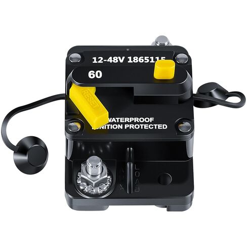 1865115 MKR-27 قاطع دائرة 60 أمبير لمحركات التصيد في المياه العذبة والمياه المالحة من مين كوتا، ملحقات بطارية القارب البحري، شاحنة RV، سيارة 12 فولت/24 فولت/36 فولت/48 فولت، أنظمة تيار مستمر مقاومة للماء شديدة التحمل in Kuwait