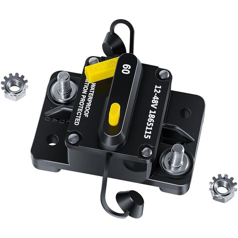 1865115 MKR-27 قاطع دائرة 60 أمبير لمحركات التصيد في المياه العذبة والمياه المالحة من مين كوتا، ملحقات بطارية القارب البحري، شاحنة RV، سيارة 12 فولت/24 فولت/36 فولت/48 فولت، أنظمة تيار مستمر مقاومة للماء شديدة التحمل in Kuwait