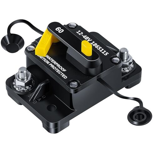 1865115 MKR-27 قاطع دائرة 60 أمبير لمحركات التصيد في المياه العذبة والمياه المالحة من مين كوتا، ملحقات بطارية القارب البحري، شاحنة RV، سيارة 12 فولت/24 فولت/36 فولت/48 فولت، أنظمة تيار مستمر مقاومة للماء شديدة التحمل in Kuwait