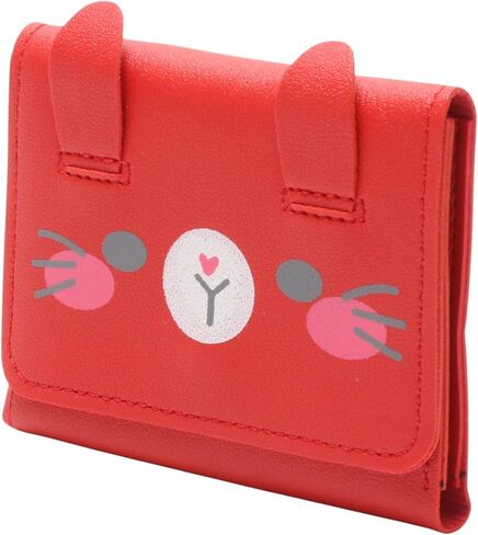 1Pcs Pouch for Money 3-Fold Cartoon Snap Card Case PU Leather Red 11x8.5cm in Saudi Arabia