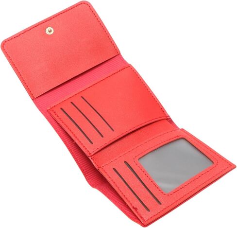 1Pcs Pouch for Money 3-Fold Cartoon Snap Card Case PU Leather Red 11x8.5cm in Saudi Arabia