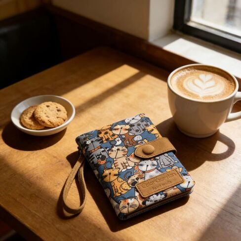Small Cute Pattern Fabric Pouch for Men And Women, 1-Piece Flip Snap Closure with Wrist Strap and Card Slots for Daily Essentials in Saudi Arabia