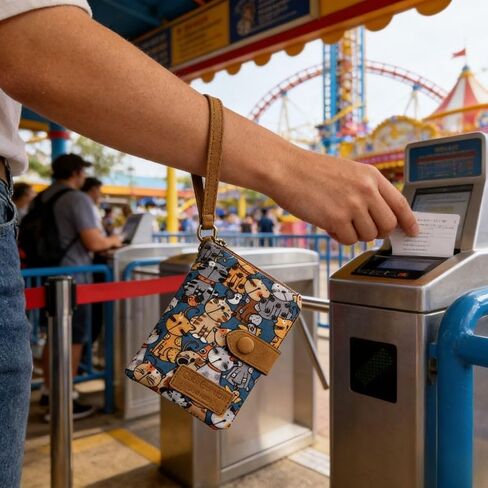 Small Cute Pattern Fabric Pouch for Men And Women, 1-Piece Flip Snap Closure with Wrist Strap and Card Slots for Daily Essentials in Saudi Arabia