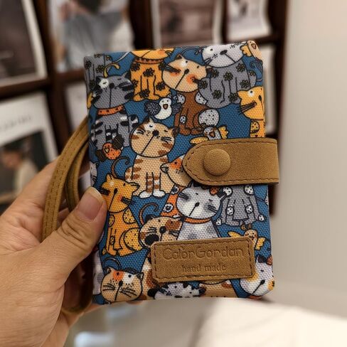 Small Cute Pattern Fabric Pouch for Men And Women, 1-Piece Flip Snap Closure with Wrist Strap and Card Slots for Daily Essentials in Saudi Arabia