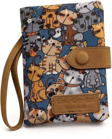 Small Cute Pattern Fabric Pouch for Men And Women, 1-Piece Flip Snap Closure with Wrist Strap and Card Slots for Daily Essentials in Saudi Arabia