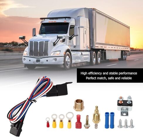 12V Electric Radiator Fan Thermostat Control Relay Wire Kit, Complete Cooling Fan Relay Kit with Adjustable Thermostat for Cars Trucks Buses, ABS Housing in Kuwait