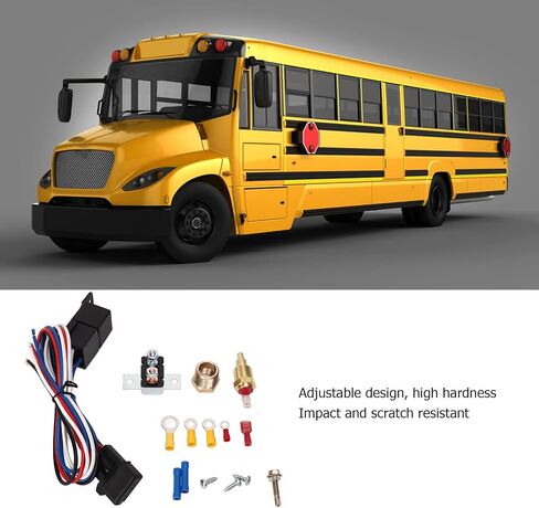 12V Electric Radiator Fan Thermostat Control Relay Wire Kit, Complete Cooling Fan Relay Kit with Adjustable Thermostat for Cars Trucks Buses, ABS Housing in Kuwait