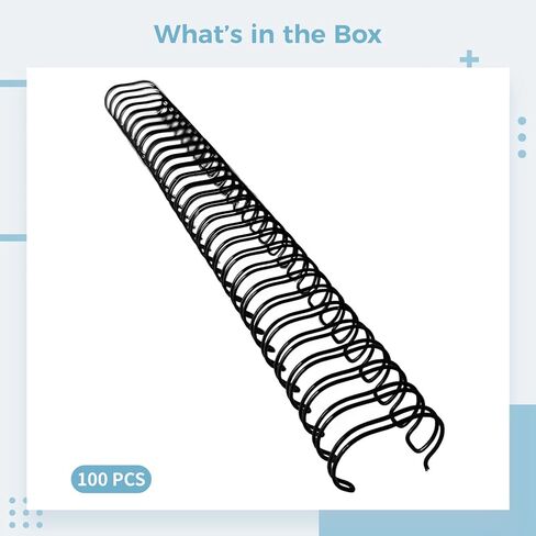 3/8 Inch 9.5Mm Binding Wires, 100 Pcs, Black 34 Rings, Double Loop Nylon Coated, 3:1 Pitch Compatible in Kuwait