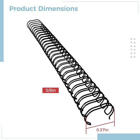 3/8 Inch 9.5Mm Binding Wires, 100 Pcs, Black 34 Rings, Double Loop Nylon Coated, 3:1 Pitch Compatible in Kuwait