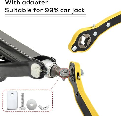 Auto Labor-Saving Jack Ratchet Wrench 360° Swivel Car Scissor Jack Ratchet Wrench with Reversal Knob Design, Reinforced Tire Lug Wheel Jack Wrench for Cars SUVs Trucks Motorcycles in Saudi Arabia