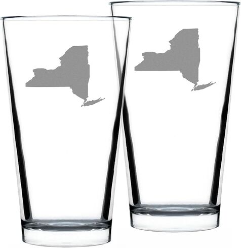 New York State Outline Pint Glass for Beer - State Themed Drinking Decor and Gifts for New Yorker Women & Men - 16 Oz Glasses in Saudi Arabia