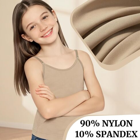 DANSHOW Girls Camisole Tank Top Elastic Sleeveless Dance Undershirts with Spaghetti Clear Straps and Silicone Cover in Saudi Arabia
