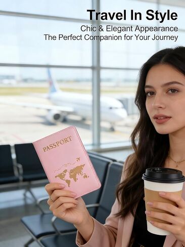 Pink Passport Holder Cover Case PU Leather Travel Wallet Protector for Unisex World Map Graphic Slim Document Organizer Vacation Essentials(Pack of 1) in Saudi Arabia