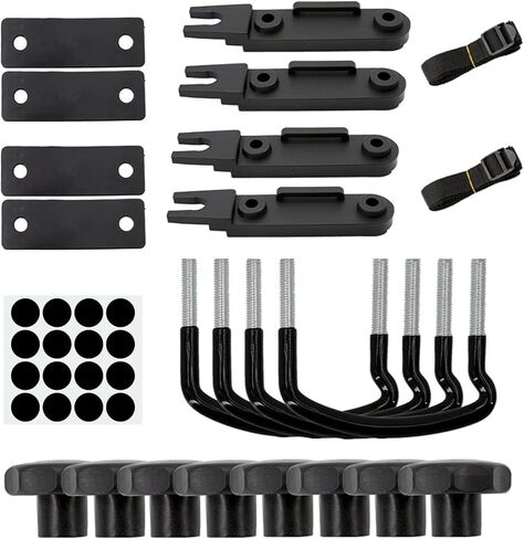 Roof Box U-Bolt Clamps Kit, Rooftop Cargo Carrier Rack Bolt Clips, U-Bracket Clips with Lock Nuts, Universal Travel Accessories (Black) in Saudi Arabia