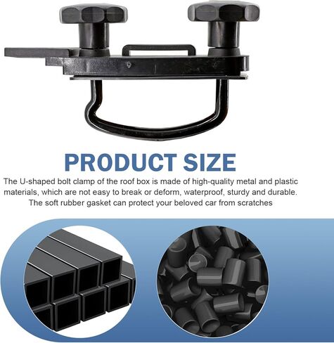 Roof Box U-Bolt Clamps Kit, Rooftop Cargo Carrier Rack Bolt Clips, U-Bracket Clips with Lock Nuts, Universal Travel Accessories (Black) in Saudi Arabia