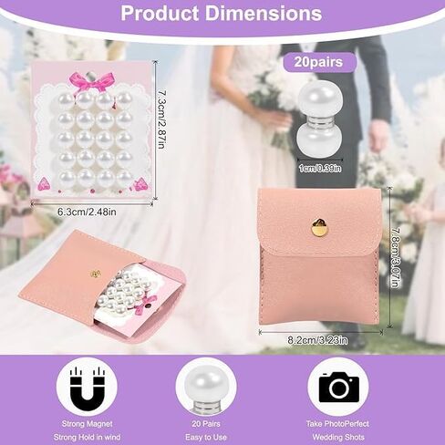 Veil Weights - 20 Pairs Magnetic Bridal Veil Weights for Outdoor Wedding, No Sew Pearl Weights for Long & Cathedral Veils, Anti-Wind Wedding Accessories for Brides in Saudi Arabia