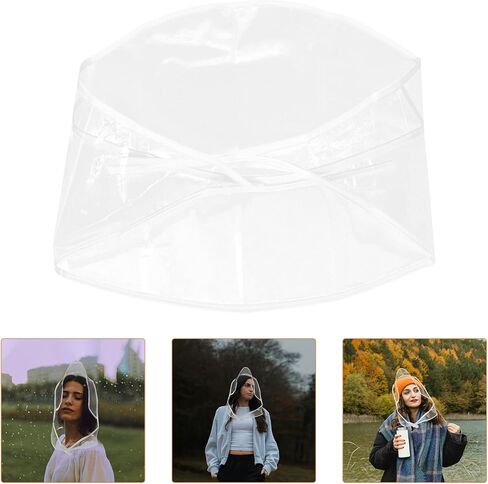 Ciieeo 8pcs Waterproof Rain Hats for Women and Men, Plastic Rain Caps with White Trim, Lightweight Protective Bonnet for Outdoor Use, Hair Shape Preserving Design in Saudi Arabia