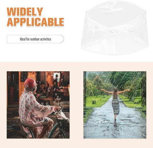 Ciieeo 8pcs Waterproof Rain Hats for Women and Men, Plastic Rain Caps with White Trim, Lightweight Protective Bonnet for Outdoor Use, Hair Shape Preserving Design in Saudi Arabia