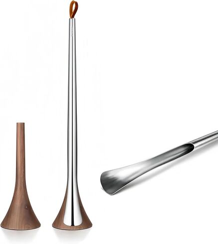 Premium Metal Long Shoe Horn, Solid Walnut Base and Polished Stainless Steel, Elegant Dressing Aid for Boots, Back Pain, Elderly, Luxury Home Decor Gift in Saudi Arabia