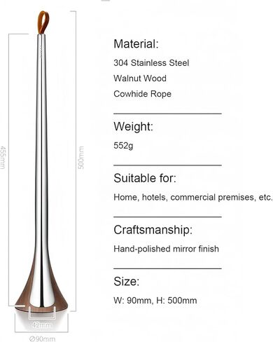 Premium Metal Long Shoe Horn, Solid Walnut Base and Polished Stainless Steel, Elegant Dressing Aid for Boots, Back Pain, Elderly, Luxury Home Decor Gift in Saudi Arabia