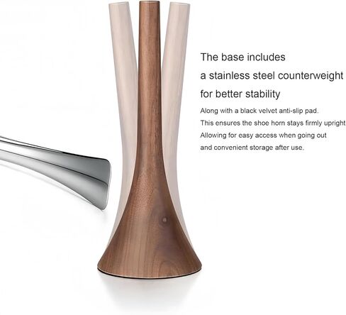 Premium Metal Long Shoe Horn, Solid Walnut Base and Polished Stainless Steel, Elegant Dressing Aid for Boots, Back Pain, Elderly, Luxury Home Decor Gift in Saudi Arabia