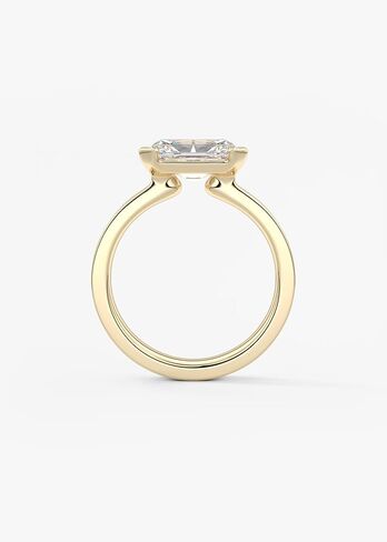 1-5 Carat Radiant Cut IGI Certified Lab Grown Diamond 10K 14K 18K Solid Gold Chunky East West Radiant Cut with Half Bezel Lab Grown Diamond Engagement Ring For Women in Saudi Arabia