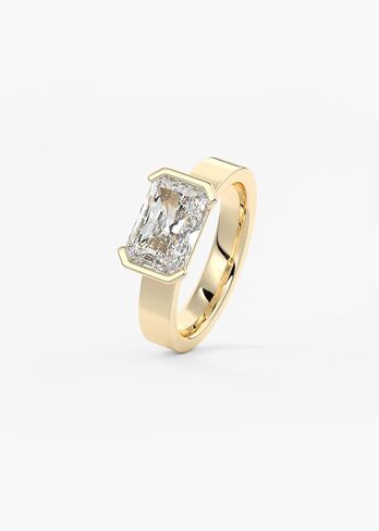 1-5 Carat Radiant Cut IGI Certified Lab Grown Diamond 10K 14K 18K Solid Gold Chunky East West Radiant Cut with Half Bezel Lab Grown Diamond Engagement Ring For Women in Saudi Arabia