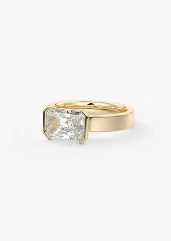 1-5 Carat Radiant Cut IGI Certified Lab Grown Diamond 10K 14K 18K Solid Gold Chunky East West Radiant Cut with Half Bezel Lab Grown Diamond Engagement Ring For Women in Saudi Arabia