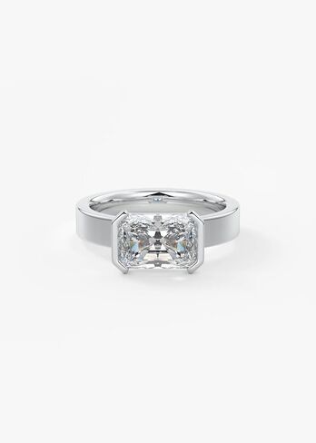1-5 Carat Radiant Cut IGI Certified Lab Grown Diamond 10K 14K 18K Solid Gold Chunky East West Radiant Cut with Half Bezel Lab Grown Diamond Engagement Ring For Women in Saudi Arabia