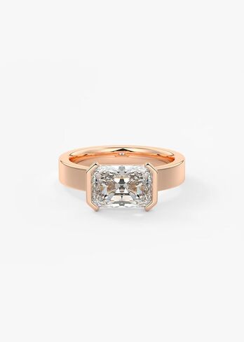 1-5 Carat Radiant Cut IGI Certified Lab Grown Diamond 10K 14K 18K Solid Gold Chunky East West Radiant Cut with Half Bezel Lab Grown Diamond Engagement Ring For Women in Saudi Arabia