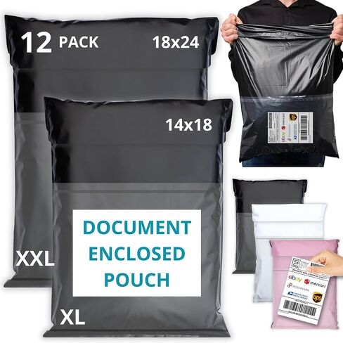 Shipping Bags (30 Pack) with Label Pouch - 8x12, 10x14 & 12x16 - Poly Mailers for Clothes, Self-Seal Plastic Mailing Envelopes - Tear & Water-Resistant Packaging Bags for Clothing, Not Padded in Kuwait