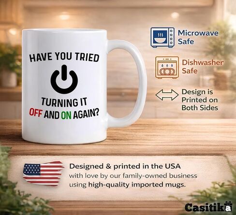 Have You Tried Turning It Off And On Again Mug 11 Oz Coffee Mug. Funny Computer Nerd Gifts. Gift Idea for Office or Geek Coworkers. (White) in Kuwait
