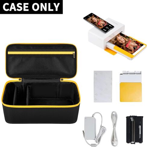 حقيبة حمل متوافقة مع طابعة الصور الفورية المحمولة Kodak Dock/Plus مقاس 4×6 بوصة، حامل تخزين لإعادة تعبئة الخرطوشة/درج ورق الصور/ملحقات الشاحن، مع حزام كتف قابل للتعديل (أسود) in Kuwait
