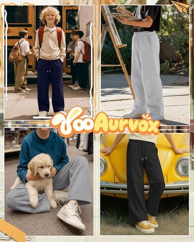 4 Pack Boys Baggy Sweatpants 5-14 Years Casual Pants Straight Leg Open Bottom Drawstring Kids Joggers with Pockets in Saudi Arabia