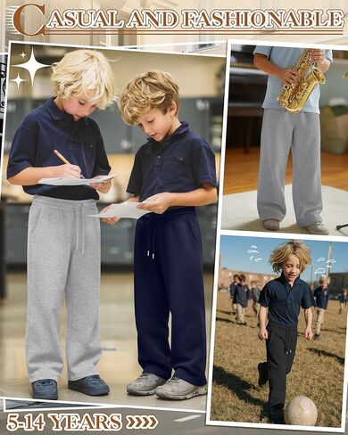 4 Pack Boys Baggy Sweatpants 5-14 Years Casual Pants Straight Leg Open Bottom Drawstring Kids Joggers with Pockets in Saudi Arabia