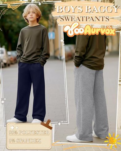 4 Pack Boys Baggy Sweatpants 5-14 Years Casual Pants Straight Leg Open Bottom Drawstring Kids Joggers with Pockets in Saudi Arabia