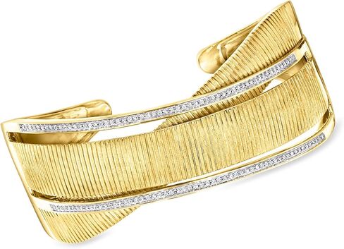 Ross-Simons 0.50 ct. t.w. Diamond Crisscross Cuff Bracelet in 18kt Gold Over Sterling in Saudi Arabia